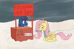 Size: 2188x1464 | Tagged: artist:bobdash101, ask depressed fluttershy, christmas, cigarette, clothes, derpibooru import, fluttershy, holiday, lucy's advice booth, oc, peanuts, scarf, self harm, semi-grimdark, smoking