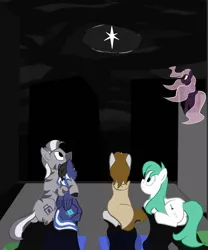 Size: 2000x2400 | Tagged: safe, artist:hydra, derpibooru import, north star, oc, oc:ahrim, oc:beryl, oc:beryl (smhac), oc:flintlock, oc:night sky, oc:this one, alicorn, pony, zebra, fallout equestria, christmas, drawfag, holiday, skrim