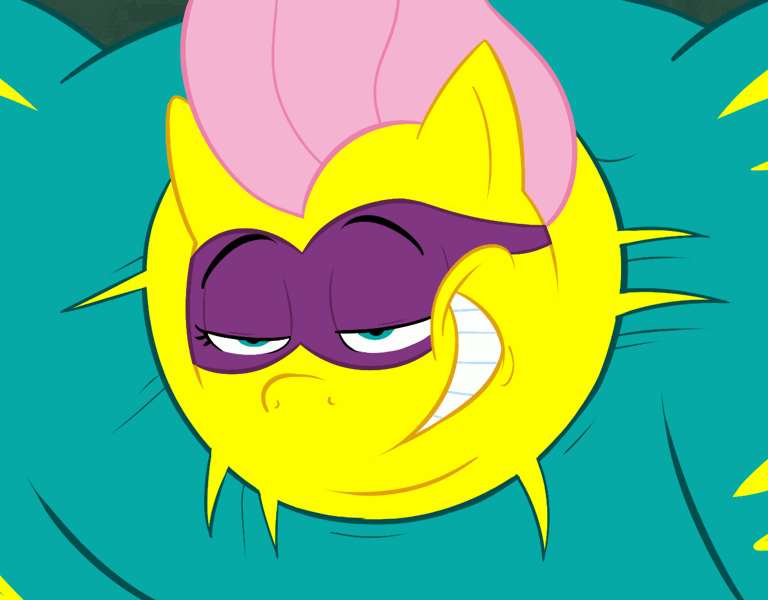 Size: 1280x1000 | Tagged: animated, artist:acstlu, derpibooru import, eyebrows, eyebrow wiggle, flutterhulk, fluttershy, imminent snu snu, le lenny face, power ponies, power ponies (episode), saddle rager, solo, suggestive