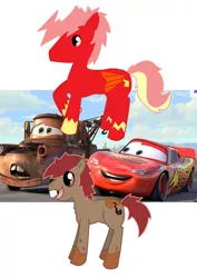 Size: 1240x1754 | Tagged: safe, artist:spot1the2dog3, derpibooru import, ponified, pony, car, cars (pixar), lightning mcqueen, pixar, tow mater