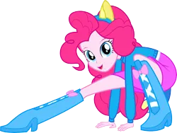 Size: 7961x6000 | Tagged: safe, artist:givralix, derpibooru import, pinkie pie, equestria girls, equestria girls (movie), absurd resolution, balancing, boots, clothes, helping twilight win the crown, high heel boots, looking at you, open mouth, shoes, simple background, skirt, smiling, solo, transparent background, vector, wondercolts uniform