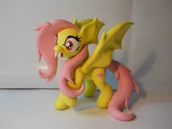 Size: 1024x768 | Tagged: safe, artist:earthenpony, derpibooru import, fluttershy, bat pony, pony, bats!, bat ponified, craft, flutterbat, irl, photo, race swap, sculpture, solo, that was fast