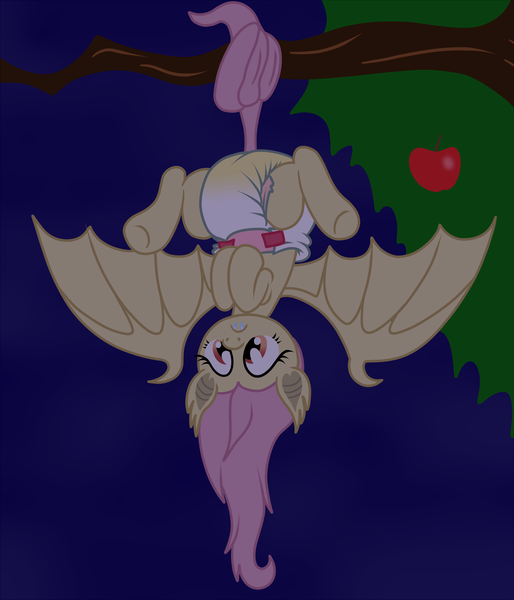 Size: 1500x1750 | Tagged: questionable, artist:fillyscoots42, derpibooru import, fluttershy, bat pony, pony, bats!, bat ponified, diaper, diaper fetish, fetish, flutterbat, hanging, poofy diaper, race swap, solo, tree, upside down, urine, wet diaper