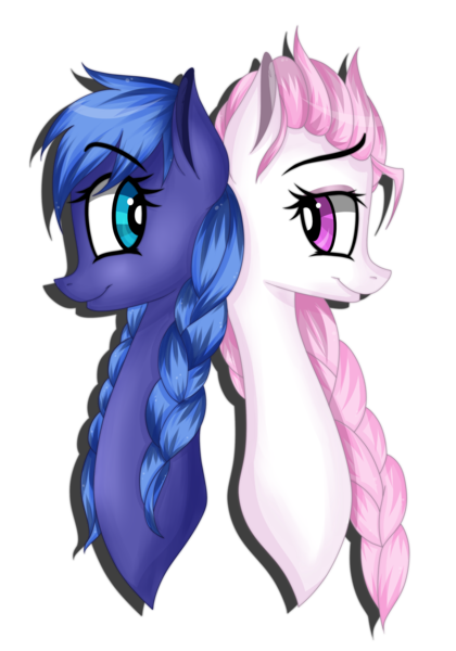 Size: 2800x4000 | Tagged: safe, artist:pastelflakes, derpibooru import, princess celestia, princess luna, earth pony, pony, alternate hairstyle, crossover, female, frozen (movie), pink-mane celestia, siblings, sisters, younger