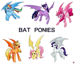 Size: 2102x1771 | Tagged: safe, artist:norang94, derpibooru import, applejack, fluttershy, pinkie pie, rainbow dash, rarity, twilight sparkle, twilight sparkle (alicorn), alicorn, bat pony, bat pony alicorn, pony, bats!, alicornified, applebat, bat ponified, bat wings, female, flutterbat, hilarious in hindsight, horn, mane six, mare, pinkiebat, race swap, rainbowbat, raribat, raricorn, spread wings, twibat, wings