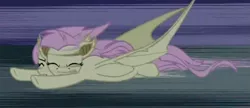 Size: 863x374 | Tagged: safe, derpibooru import, screencap, fluttershy, bat pony, pony, bats!, bat ponified, flutterbat, great moments in animation, race swap, shake, smear frame, solo