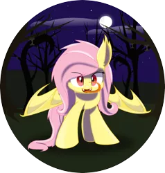 Size: 3814x4000 | Tagged: safe, artist:crazypon3, derpibooru import, fluttershy, bat pony, pony, bats!, bat ponified, flutterbat, moon, night, race swap, solo