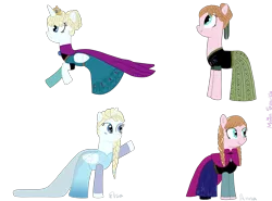 Size: 3509x2600 | Tagged: safe, artist:raissaspina, derpibooru import, ponified, pony, anna, clothes, coronation dress, dress, elsa, frozen (movie), monologue in the comments, request