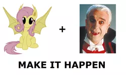 Size: 1176x700 | Tagged: safe, derpibooru import, fluttershy, bat pony, human, bats!, bat ponified, dracula, dracula: dead and loving it, exploitable meme, flutterbat, irl, irl human, leslie nielsen, make it happen, mel brooks, meme, photo, race swap