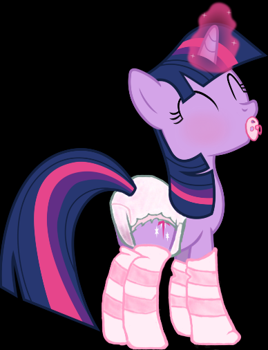 Size: 388x506 | Tagged: adult foal, artist:oliver-england, blushing, clothes, derpibooru import, diaper, diaper fetish, fetish, magic, pacifier, pullup (diaper), questionable, socks, solo, striped socks, twilight sparkle