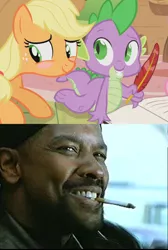 Size: 640x954 | Tagged: applejack, applespike, bats!, blushing, comic, denzel washington, derpibooru import, female, letter, male, meme, my nigga, safe, shipping, spike, straight, training day