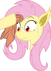 Size: 1000x1394 | Tagged: safe, artist:cubonator, derpibooru import, fluttershy, bat pony, pony, bats!, bat ponified, flutterbat, race swap, simple background, solo, sweating towel guy, transparent background