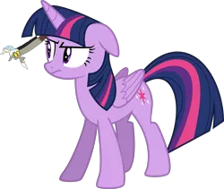 Size: 6000x5062 | Tagged: safe, artist:derpyworks, derpibooru import, discord, twilight sparkle, twilight sparkle (alicorn), alicorn, pony, princess twilight sparkle (episode), absurd resolution, female, mare, micro, simple background, transparent background, unamused, vector