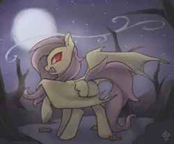 Size: 928x772 | Tagged: safe, artist:soulspade, derpibooru import, fluttershy, bat pony, pony, bats!, bat ponified, butt, flutterbat, moon, night, plot, race swap, solo