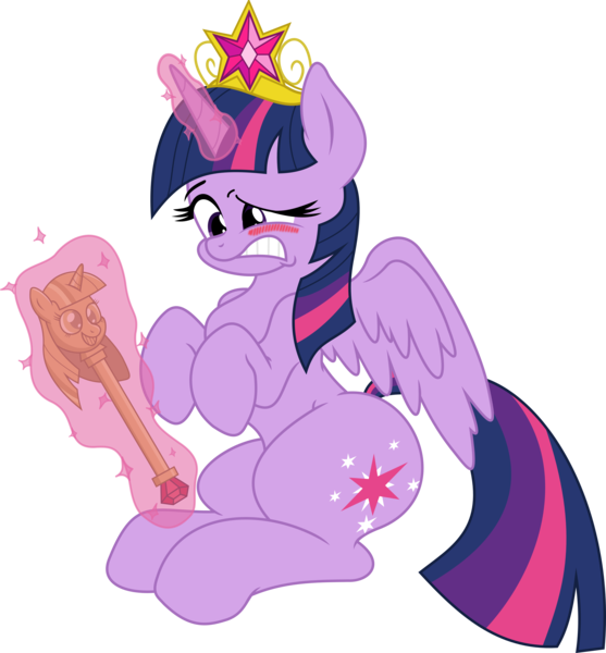 Size: 5000x5383 | Tagged: safe, artist:darknisfan1995, artist:dubstepbrony4life, derpibooru import, twilight sparkle, twilight sparkle (alicorn), alicorn, pony, princess twilight sparkle (episode), absurd resolution, blushing, female, mare, scepter, simple background, solo, transparent background, twilight scepter, vector