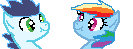 Size: 133x49 | Tagged: safe, artist:mlprsocs, derpibooru import, rainbow dash, soarin', female, male, scrunchy face, shipping, soarindash, straight