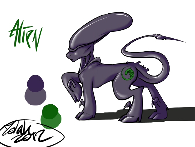 Size: 673x510 | Tagged: safe, artist:zolah, derpibooru import, ponified, alien, pony, xenomorph, alien (franchise), solo