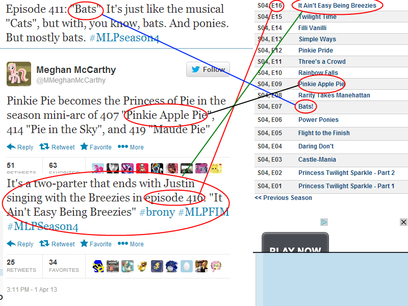 Size: 800x600 | Tagged: bats!, breezie, derpibooru import, don't believe her lies, it ain't easy being breezies, justin bieber, meghan mccarthy, meta, pinkie apple pie, pinkie pie, safe, synopsis, text, text only, twitter, zap2it