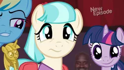 Size: 1280x720 | Tagged: coco pommel, derpibooru import, edit, edited screencap, faic, human, irl, irl human, photo, rainbow dash, safe, scepter, screencap, shaq, shaquille o'neal, smug, smugdash, twilight scepter, twilight sparkle, wat