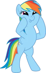Size: 831x1308 | Tagged: safe, artist:jeatz-axl, derpibooru import, rainbow dash, pegasus, pony, daring don't, .svg available, bipedal, cute, dashface, female, mare, rainbow dash is best facemaker, simple background, solo, standing, svg, transparent background, vector