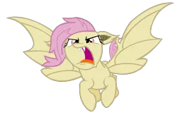 Size: 3576x2332 | Tagged: safe, artist:eternityglacier, derpibooru import, fluttershy, bat pony, pony, bats!, bat ponified, flutterbat, flutterbat attack, race swap, simple background, solo, transparent background, vector