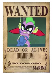 Size: 848x1200 | Tagged: artist:lightdegel, crossover, derpibooru import, humdrum, one piece, power ponies, power ponies (episode), safe, sogeking, solo, spike, usopp, wanted, wanted poster