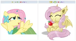 Size: 516x278 | Tagged: safe, derpibooru import, fluttershy, bat pony, pony, derpibooru, bats!, bat ponified, exploitable meme, flutterbat, juxtaposition, juxtaposition win, meme, meta, race swap