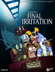 Size: 1114x1473 | Tagged: artist:wolfjedisamuel, crossover, dee dee, derpibooru import, dexter's laboratory, final destination 3, final destination (franchise), furry, gumball watterson, meme, mordecai, mordecai and rigby, movie poster, parody, queen chrysalis, regular show, rigby, roller coaster, safe, the amazing world of gumball, trollface