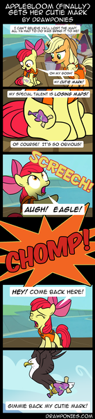 Size: 638x2801 | Tagged: apple bloom, apple bloom's cutie mark, applejack, artist:drawponies, bald eagle, beyond the impossible, bird, comic, cutie mark, derpibooru import, eagle, exploitable meme, fish, map, meme, pinkie apple pie, safe, that friggen eagle