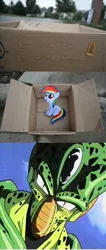 Size: 1320x3112 | Tagged: cell, cell (dbz), dashie meme, derpibooru import, dragon ball z, evil people finding dash meme, exploitable meme, fanfic:my little dashie, imperfect cell, meme, obligatory pony, rainbow dash, safe, this will end in tears