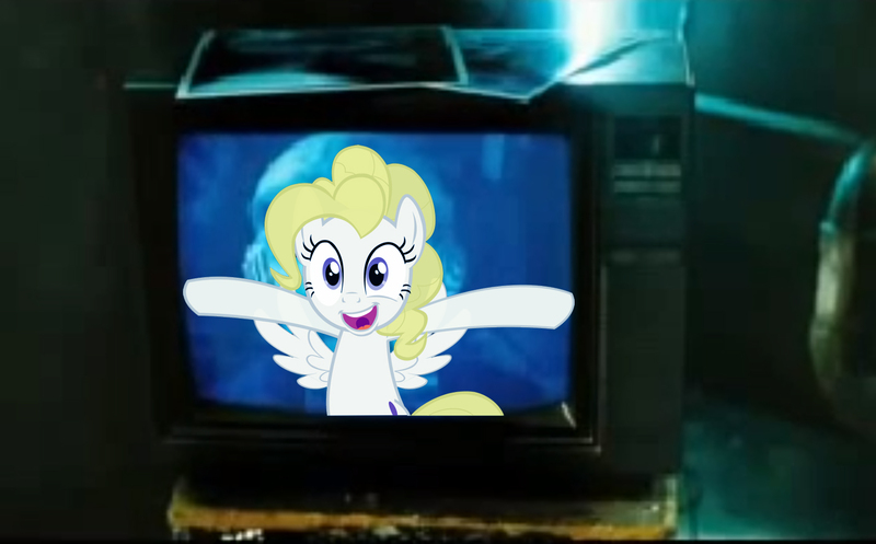 Size: 1427x887 | Tagged: safe, derpibooru import, surprise, pegasus, pony, g1, jigsaw, saw (movie), solo, television