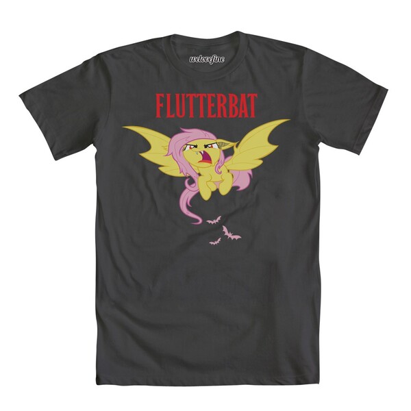 Size: 1000x1000 | Tagged: safe, derpibooru import, official, fluttershy, bat pony, pony, bats!, bat ponified, clothes, flutterbat, race swap, shirt, solo, t-shirt, welovefine