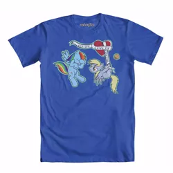 Size: 1000x1000 | Tagged: safe, artist:samuel ho "sho", derpibooru import, official, derpy hooves, rainbow dash, pegasus, pony, clothes, facehoof, female, mare, shirt, t-shirt, welovefine