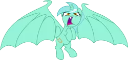 Size: 1868x882 | Tagged: safe, artist:pandaheroslair, derpibooru import, lyra heartstrings, bat pony, pony, bats!, bat ponified, race swap, solo