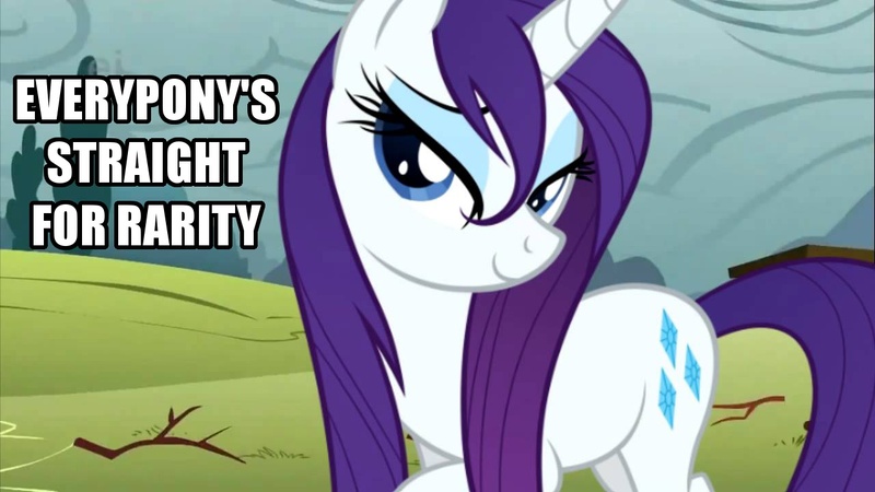Size: 1280x720 | Tagged: caption, derpibooru import, everypony's straight for rarity, image macro, rarity, safe, solo, text