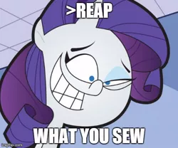 Size: 480x400 | Tagged: caption, derpibooru import, image macro, pun, rarity, safe, solo, tell me i'm pretty, text, the fairly oddparents, trixie tang