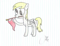 Size: 3300x2550 | Tagged: safe, artist:pixelgrip94, deleted from derpibooru, derpibooru import, derpy hooves, pegasus, pony, rainbow falls, female, lined paper, mare, solo, the grey one's glorious return, traditional art
