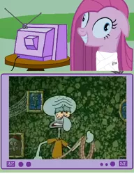 Size: 580x756 | Tagged: are you happy now?, derpibooru import, exploitable meme, grimdark, meme, obligatory pony, pinkamena diane pie, pinkie pie, spongebob squarepants, squidward's suicide, squidward tentacles, tv meme