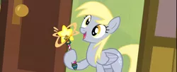 Size: 1280x521 | Tagged: safe, derpibooru import, edit, screencap, derpy hooves, pegasus, pony, rainbow falls, derpy's flag, exploitable meme, female, kirby, mare, meme, nintendo, solo, star rod