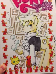 Size: 1024x1365 | Tagged: safe, artist:katiacandraw, artist:katiecandraw, derpibooru import, ponified, earth pony, pony, david bowie, goblin king, jareth, katie does it again, labyrinth (movie), movie reference, solo, traditional art