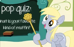 Size: 1130x720 | Tagged: safe, derpibooru import, edit, derpy hooves, pegasus, pony, rainbow falls, chalkboard, crossing the memes, derpy's flag, exploitable meme, female, food, mare, meme, muffin, muffin scepter, scepter, solo, substitute teacher derpy, twilight scepter