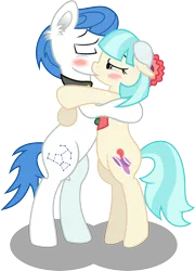 Size: 7500x10428 | Tagged: safe, artist:mactavish1996, artist:moonlight-ki, derpibooru import, coco pommel, orion, shooting star (character), pony, absurd resolution, bipedal, blushing, cocorion, female, kissing, male, shipping, simple background, straight, transparent background, vector