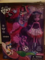 Size: 358x479 | Tagged: safe, derpibooru import, princess celestia, twilight sparkle, twilight sparkle (alicorn), alicorn, pony, equestria girls, dark, fail, human ponidox, packaging error, principal celestia, self ponidox, toy, you had one job