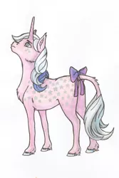 Size: 2958x4432 | Tagged: safe, artist:ackryllis, derpibooru import, milky way (g1), classical unicorn, unicorn, cloven hooves, g1, leonine tail, solo, traditional art, twice as fancy, unshorn fetlocks