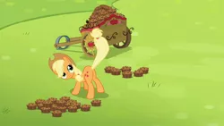Size: 1920x1080 | Tagged: safe, derpibooru import, screencap, applejack, pony, rainbow falls, apple brown betty (food), butt, cart, female, food, mare, out of context, plot, presenting, raised tail, solo, tail
