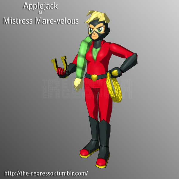 Size: 1024x1024 | Tagged: safe, artist:the regressor, derpibooru import, applejack, mistress marevelous, human, equestria girls, power ponies (episode), 3d, humanized, pony coloring, power ponies, solo