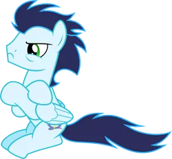 Size: 6482x6000 | Tagged: safe, artist:chainchomp2, derpibooru import, soarin', pegasus, pony, rainbow falls, absurd resolution, angry, crossed legs, male, simple background, sitting, solo, stallion, transparent background, vector