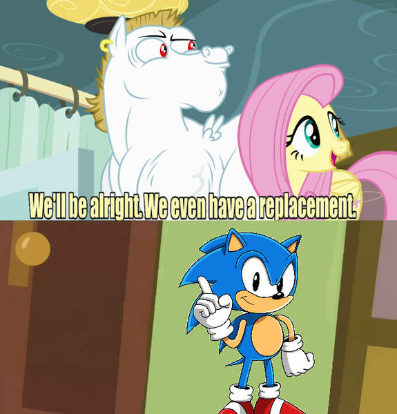 Size: 640x668 | Tagged: bulk biceps, classic sonic, crossover, derpibooru import, exploitable meme, fluttershy, meme, replacement meme, safe, sonic the hedgehog, sonic the hedgehog (series)