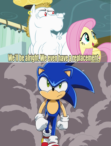 Size: 640x837 | Tagged: bulk biceps, derpibooru import, exploitable meme, fluttershy, meme, rainbow falls, replacement meme, safe, sonic the hedgehog, sonic the hedgehog (series), sonic x