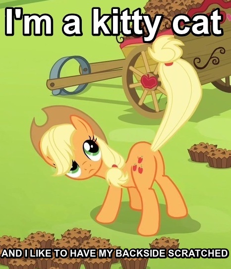 Size: 466x543 | Tagged: apple brown betty (food), applejack, butt, cart, derpibooru import, food, meme, plot, rainbow falls, raised tail, safe, solo, tail